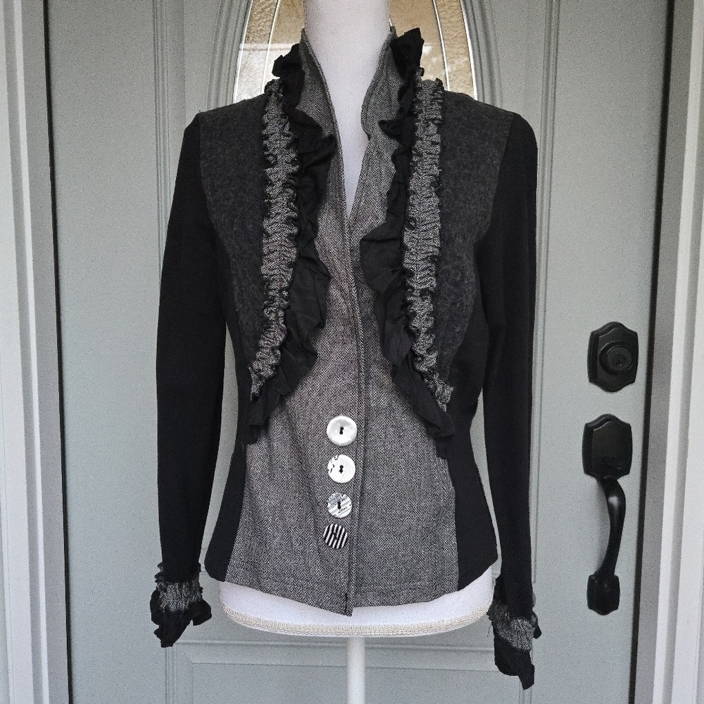 Bottega Mixed Media Ruffle Jacket